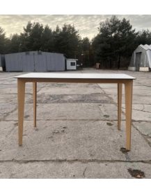 Used VANK high bar table 180×80×112 cm, white top, wooden legs