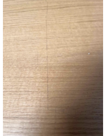 Used large table on wheels, veneered top, black metal legs