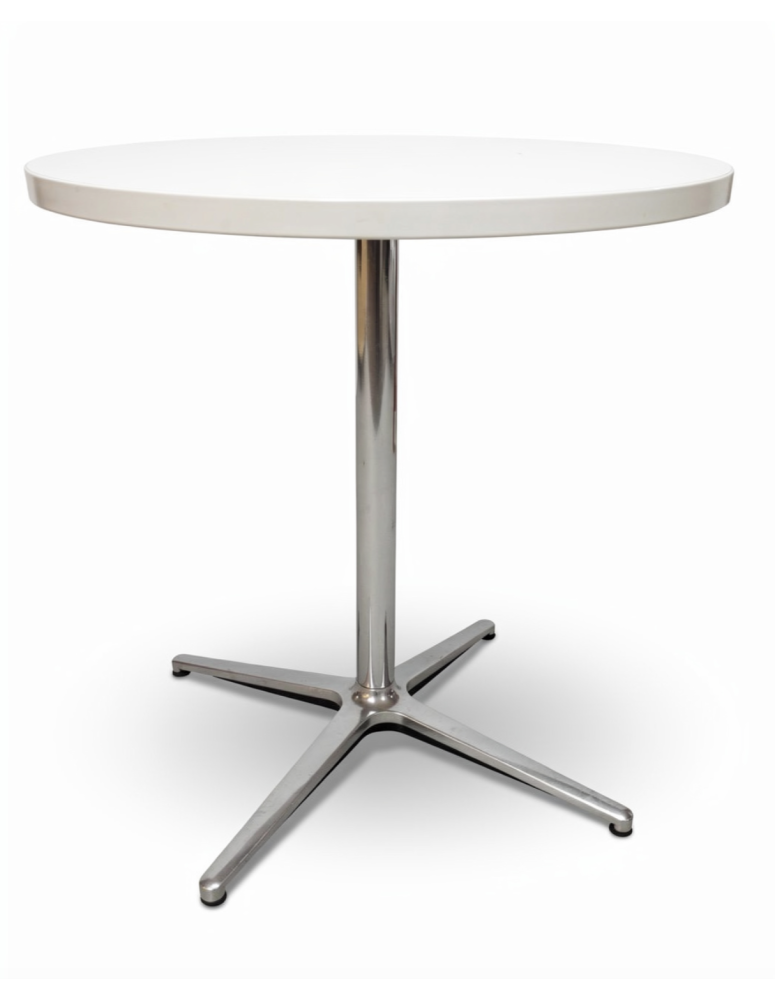 Used round table PROFIM Allround 80 cm diameter, white laminated top, silver leg