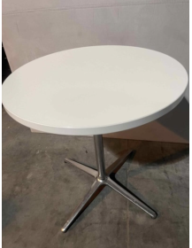 Used round table PROFIM Allround 80 cm diameter, white laminated top, silver leg