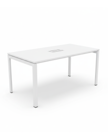 Used rectangular conference table with white top, mediaport, 160 × 80 cm