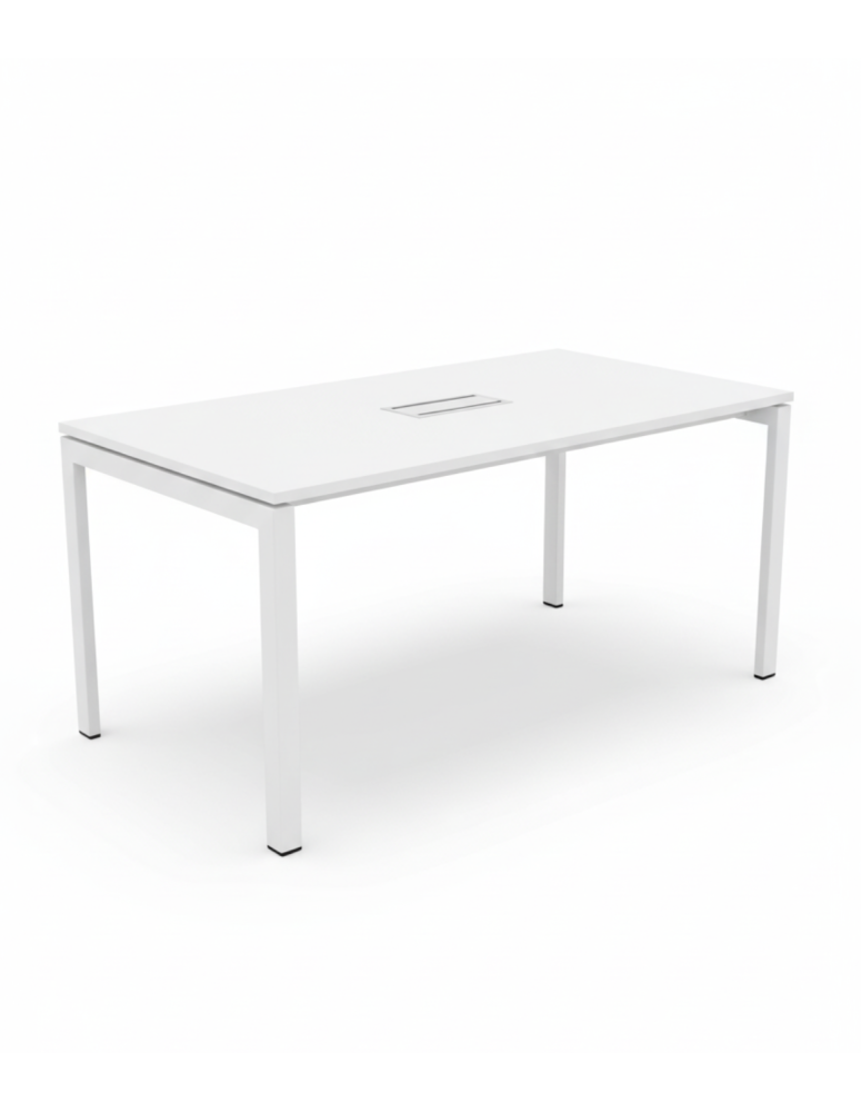 Used rectangular conference table with white top, mediaport, 160 × 80 cm