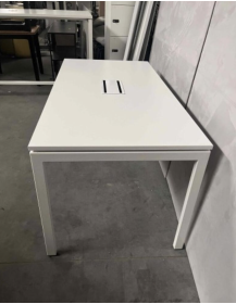 Used rectangular conference table with white top, mediaport, 160 × 80 cm