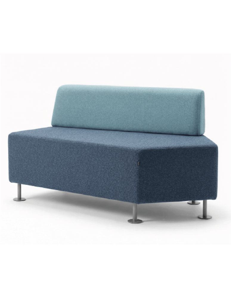 Used Penta Bejot pouf, blue, left-side, for public spaces