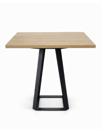 Used square kitchen table, wood-effect top, black metal leg