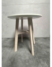 Used coffee table, white, round, light wood-effect legs
