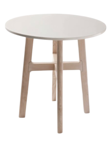 Used coffee table, white, round, light wood-effect legs