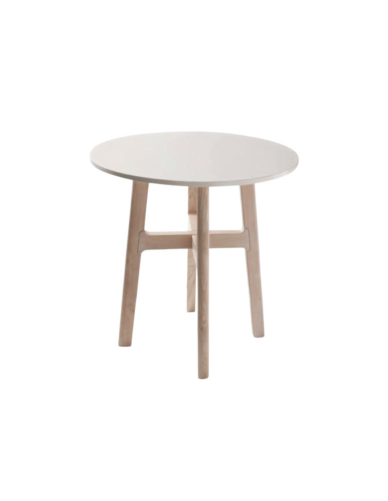 Used coffee table, white, round, light wood-effect legs