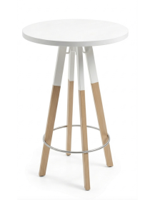 Used SPIN Wood Bejot bar table, white top, Ø 60 cm, height 110 cm