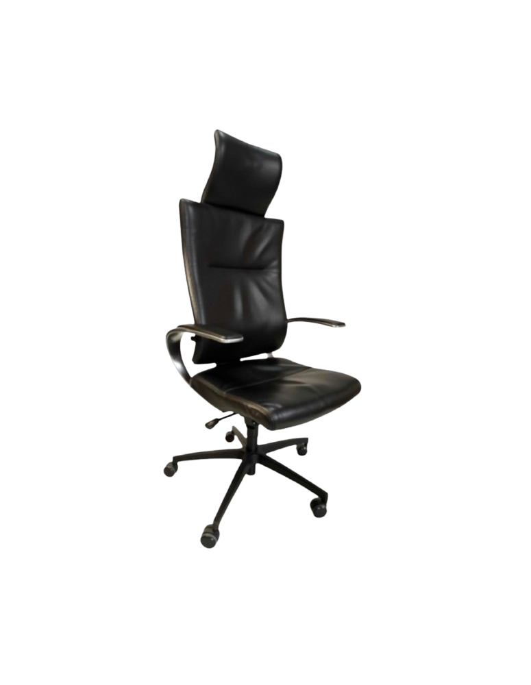 Used Dauphin Office Chair, Black, High Backrest, with Headrest
