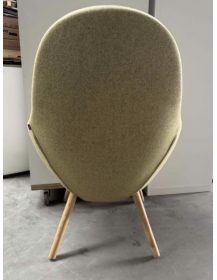 Used VIENI Wood Bejot armchair, light green upholstery, wooden legs