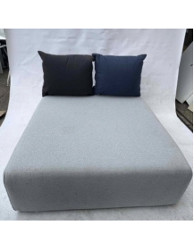 Used Le Monde Noti Sofa Module, Pouf with Backrest, Gray, Navy Cushions