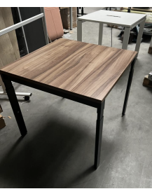 Used Square Table 80×80 cm – Walnut Top, Black Metal Legs