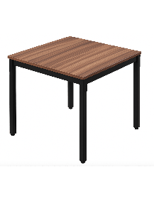 Used Square Table 80×80 cm – Walnut Top, Black Metal Legs