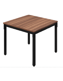 Used Square Table 80×80 cm – Walnut Top, Black Metal Legs