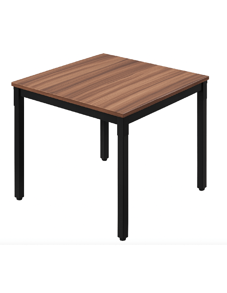 Used Square Table 80×80 cm – Walnut Top, Black Metal Legs