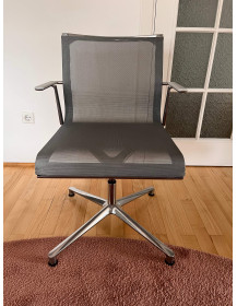Used ICF conference chair, gray, mesh, swivel, chrome base