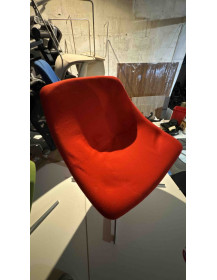 Used NOTI Mishell Swivel Armchair – Red with Silver Base