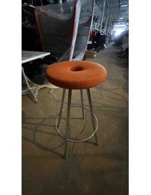 Used Martela stool/bar stool orange, upholstered seat, chrome legs