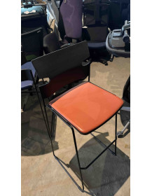 Used Materia Bar Stool – Black and Orange, Minimalist, Upholstered Seat