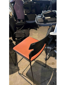 Used Materia Bar Stool – Black and Orange, Minimalist, Upholstered Seat