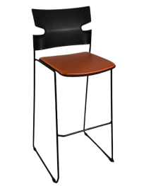 Used Materia Bar Stool – Black and Orange, Minimalist, Upholstered Seat