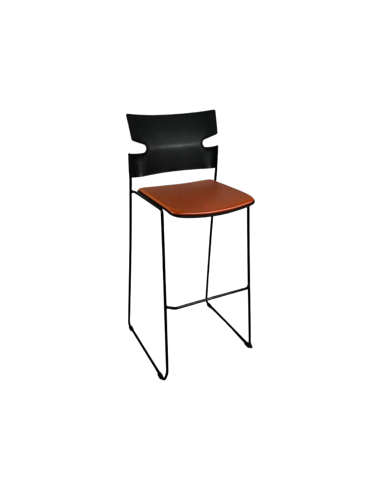 Used Materia Bar Stool – Black and Orange, Minimalist, Upholstered Seat