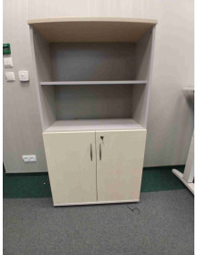 Used WUTEH 4OH office cabinet – with shelves, light wood / light grey