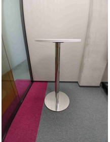 Used bar table Ø60 cm – white, silver base