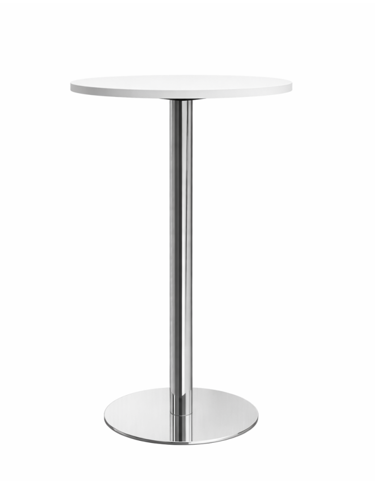 Used bar table Ø60 cm – white, silver base