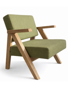 Uzywany-fotel-Noti-Clapp-zielona-tapicerka-drewniane-nogi-zerowastedesign-outlet-meblowy