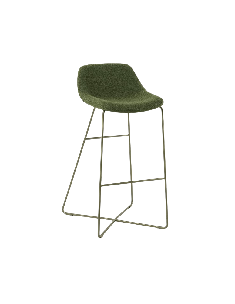 Used NOTI Upholstered Bar Stool – Green Finish, Modern Design with Low Backrest