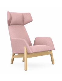 Uzywany-fotel-designerski-wysoki-Mana-Noti-rozowa-tapicerka-drewniane-nogi-zerowastedesign-outlet-meblowy-warszawa