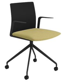 Used KINESIT Office Chair – Black and Green, on Wheels, Arper