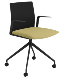 Used KINESIT Office Chair – Black and Green, on Wheels, Arper