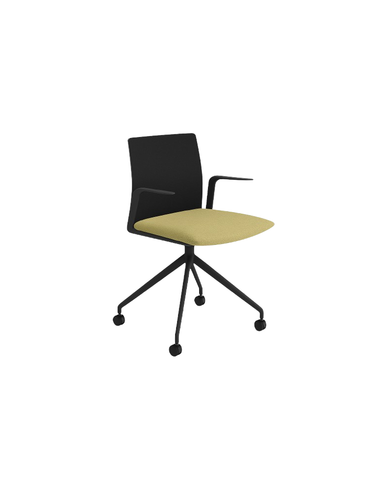 Used KINESIT Office Chair – Black and Green, on Wheels, Arper