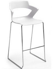 Used Sky Line Bejot White Bar Stool with Silver Legs – For Kitchen, Restaurant, and Bar