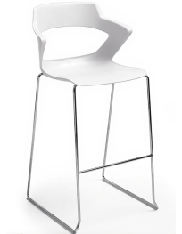Used Sky Line Bejot White Bar Stool with Silver Legs – For Kitchen, Restaurant, and Bar