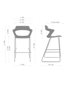 Used Sky Line Bejot White Bar Stool with Silver Legs – For Kitchen, Restaurant, and Bar