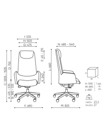 Used Bejot Office Chair, Beige, High Back, for Office and Study