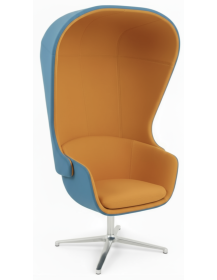Used Yellow-Blue Acoustic Armchair Profim NU 11F – Bucket Style with Hood
