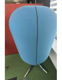 Used Yellow-Blue Acoustic Armchair Profim NU 11F – Bucket Style with Hood