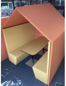 Used acoustic sound‑absorbing booth – large pod with table and two sofas