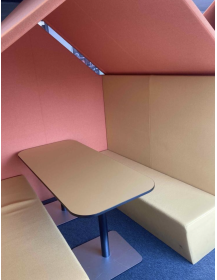 Used acoustic sound‑absorbing booth – large pod with table and two sofas
