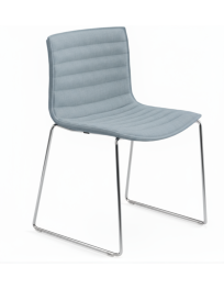 Used Catifa Arper chair, blue, on chrome sled base