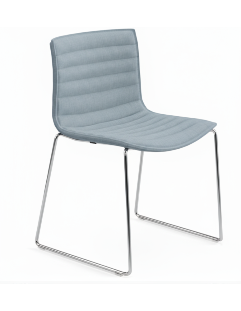 Used Catifa Arper chair, blue, on chrome sled base
