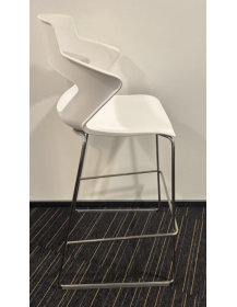 Used Sky Line Bejot White Bar Stool with Silver Legs – For Kitchen, Restaurant, and Bar