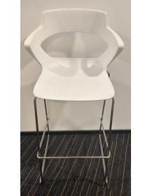 Used Sky Line Bejot White Bar Stool with Silver Legs – For Kitchen, Restaurant, and Bar