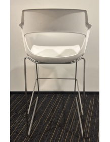 Used Sky Line Bejot White Bar Stool with Silver Legs – For Kitchen, Restaurant, and Bar