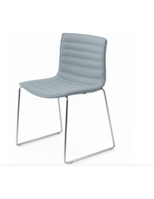 Used Catifa Arper chair, blue, on chrome sled base